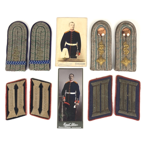 506 - Imperial German shoulder straps, collar patches and Carte de Visite.  Medical Oberleutnant's pair of... 