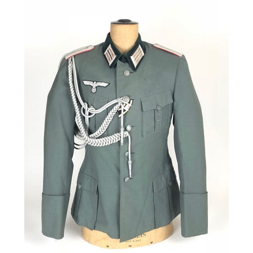 507 - German Third Reich Panzer Officer's tunic. A very fine scarce field grey light weight service dress ... 