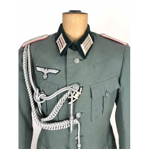 507 - German Third Reich Panzer Officer's tunic. A very fine scarce field grey light weight service dress ... 