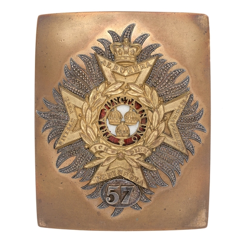 51 - 57th (West Middlesex) Regiment of Foot pre 1855 Victorian Officer's shoulder belt plate badge.  Good... 