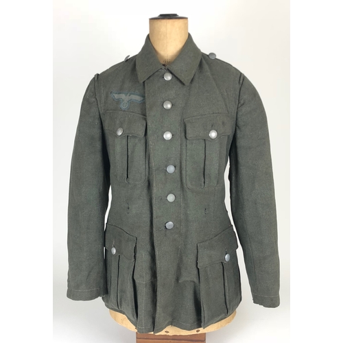 510 - German Third Reich WW2 Army Field Service Tunic.  Good scarce four pleated pocket field grey woollen... 