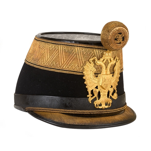 513 - Imperial Austrian Infantry Officer's shako by Moritz Tiller, Wien c. 1890-1914.  Fine scarce example... 