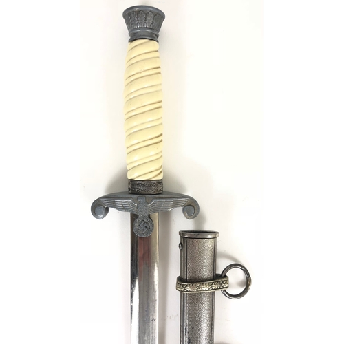 518 - German Third Reich Army Officers dagger.  An example with cream ivorine twist grip and plated mounts... 