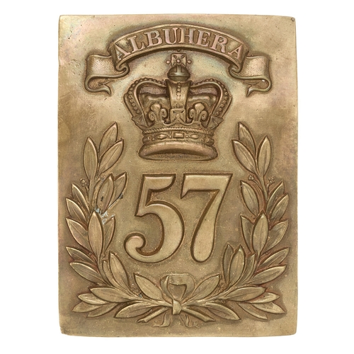 52 - 57th (W.Middlesex) Regiment of Foot Victorian pre 1855 shoulder belt plate badge.  Good die-stamped ... 