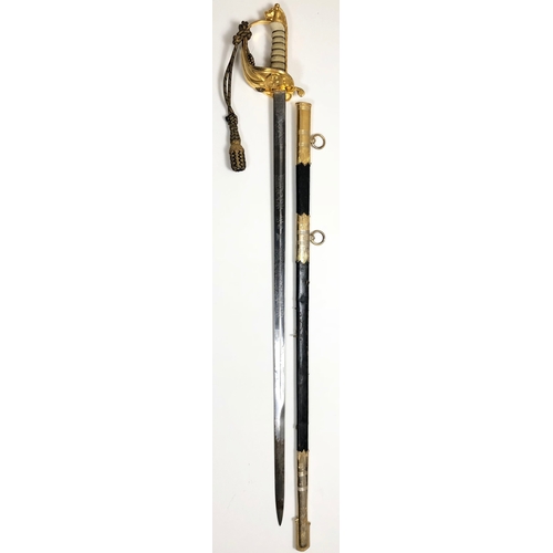 524 - Similar Royal Navy Elizabeth II Officer’s sword by Wilkinson of London. A good clean example, the bl... 