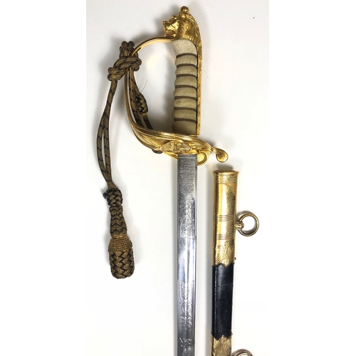 524 - Similar Royal Navy Elizabeth II Officer’s sword by Wilkinson of London. A good clean example, the bl... 