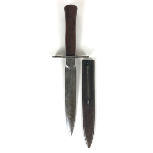 531 - French WW1 Combat Trench Fighting Knife  This example with a double edged blade narrowing at the ful... 