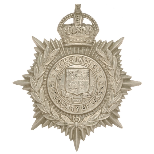 71 - 13th (Kensington) Bn. The London Regiment post 1908 helmet plate badge.  Good die-stamped white meta... 