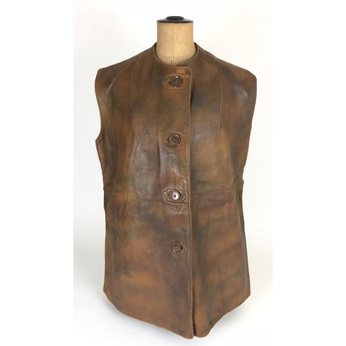 447A - WW2 1942 ATS Camouflage Leather Jerkin. A very good unissued example, the leather with camouflage ef... 