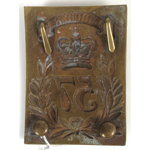 52 - 57th (W.Middlesex) Regiment of Foot Victorian pre 1855 shoulder belt plate badge.  Good die-stamped ... 