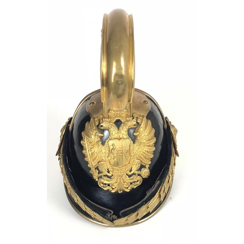 511 - Imperial Austrian Dragoon Officer's helmet.  Exceptionally fine scarce example: the black metal skul... 