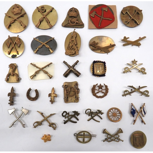 105 - 31 x Brass Trade Badges
including crossed rifles surmounted by crown ... Crossed rifles surmounted b... 