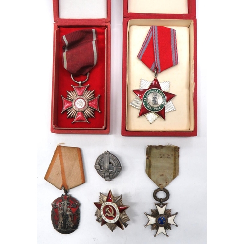 130 - Six European Bloc Medals
including Russian Order Of Honour ... Russian Order Of The Patriotic War ..... 