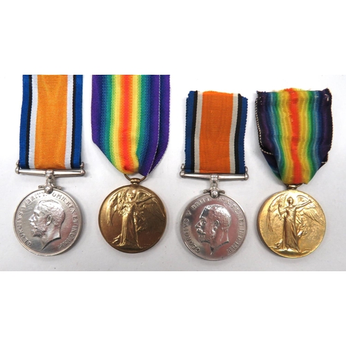 132 - Two WW1 Royal Artillery Medal Pairs
consisting silver War medal and Victory named 