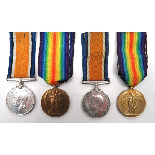 133 - Two WW1 Army Service Corps Medal Pairs
consisting silver War medal and Victory named 