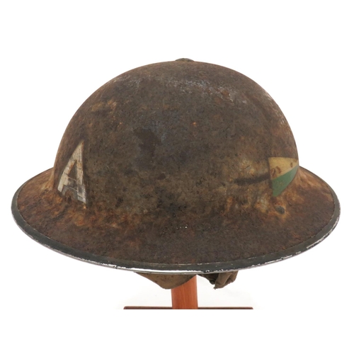 154 - Scarce Early War Midlands Region Ambulance Service Helmet
MKII steel helmet.  The front and rear wit... 