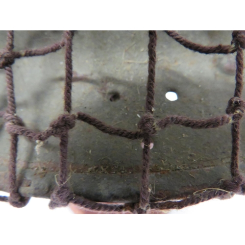 158 - WW2 MKII Steel Helmet
grey green painted crown.  Each side of the brim with 3 drilled holes. &n... 