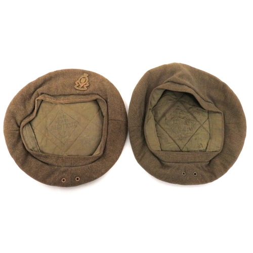 165 - Two WW2 British General Service Cap Berets
khaki woollen crown, body and lower band.  One examp... 