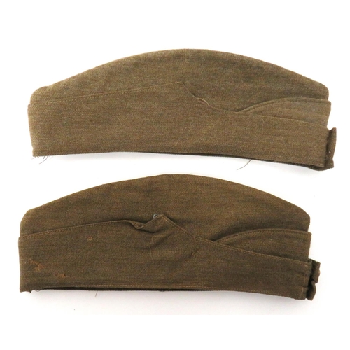 185 - Two WW2 Other Ranks Field Service Caps
khaki crown, body and lower crown.  One with brass, Gene... 