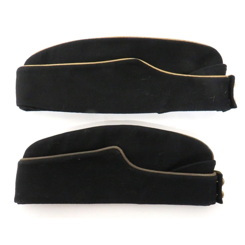 186 - Two Officer Field Service Caps
black crown, body and lower curtain, all with gilt gimp edging.  ... 