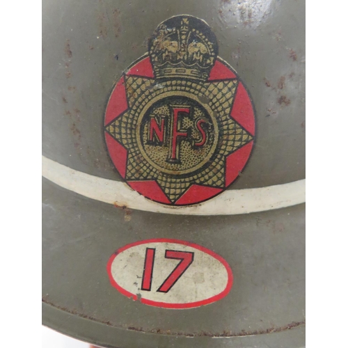 193 - WW2 NFS 17 Bristol Leading Fireman Steel Helmet
grey painted crown with lower, narrow white band. &n... 