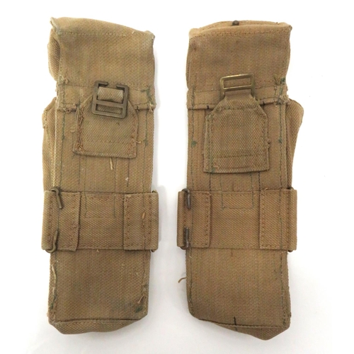 205 - Pair Of 1937 Pattern Sten Magazine Belt Pouches
khaki webbing, rectangular pouches.  Top flaps ... 