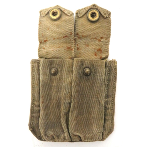 214 - Rare WW2 British Webbing Colt Auto Pistol Magazine Pouch
blancoed webbing pouch with double compartm... 