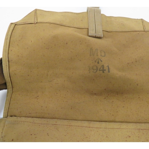 221 - 1941 Dated Home Guard Pattern Side Bag 
rubberised cotton side bag.  The top flap secured ... 