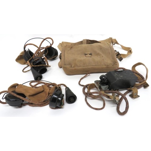 222 - Small Selection Of Radio Equipment
consisting Morse key box with leg attachment straps ... Pair of e... 