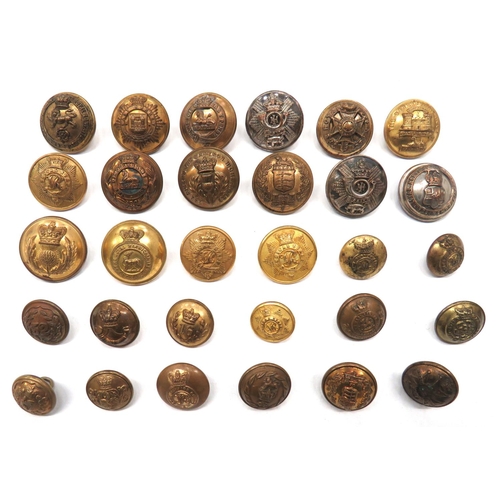 23 - 30 x Victorian And Edwardian Buttons
including gilt Vic crown Kings Own ... Gilt Vic crown East Surr... 