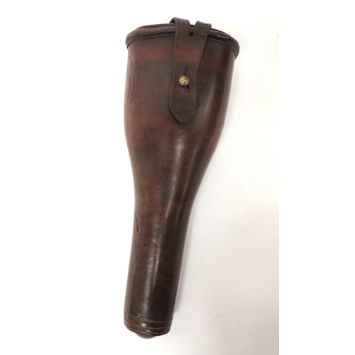 261 - Officer's Leather Pistol Bucket
polished, brown, stiffened leather, pistol bucket.  Top with se... 