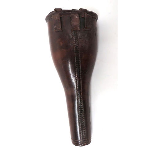 261 - Officer's Leather Pistol Bucket
polished, brown, stiffened leather, pistol bucket.  Top with se... 