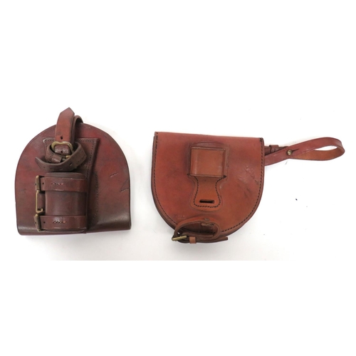 263 - Two Cavalry Horseshoe Cases
consisting brown leather, half oval case.  Full front flap with sep... 