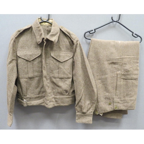 298 - WW2 Canadian Made Battledress Jacket And Trousers
khaki green, woollen, single breasted, closed coll... 