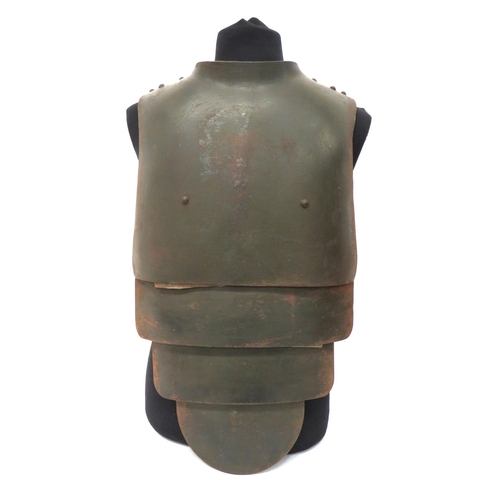 320 - WW1 Imperial German Sniper's Breastplate And Lower Panels
green painted, heavy steel breastplate wit... 