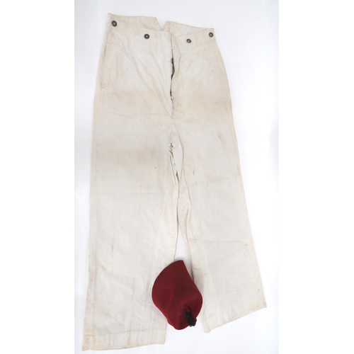 332 - Pair Of Imperial German/Austrian Fatigue Trousers
white, heavy cotton, wide leg, high V back waist t... 