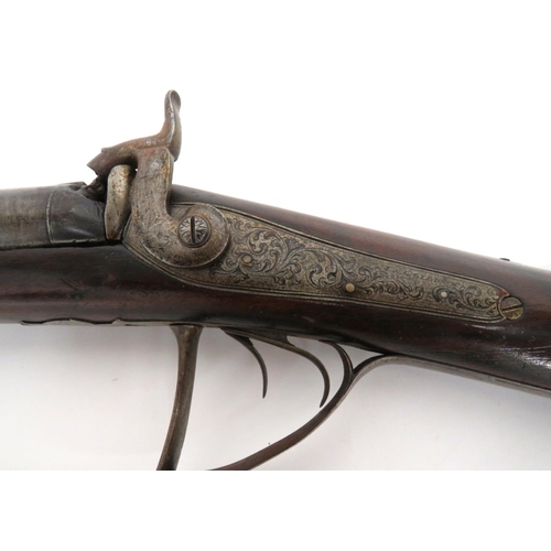 362 - Mid 19th Century 10 Bore Percussion Double Barrel Shotgun By G Gibbs
10 bore, 31 inch, Damascus side... 