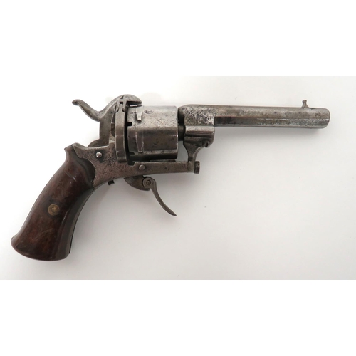 375 - Late 19th Century Belgian Pinfire Revolver
7 mm, 3 1/4 inch, octagonal barrel.  Front stud sigh... 