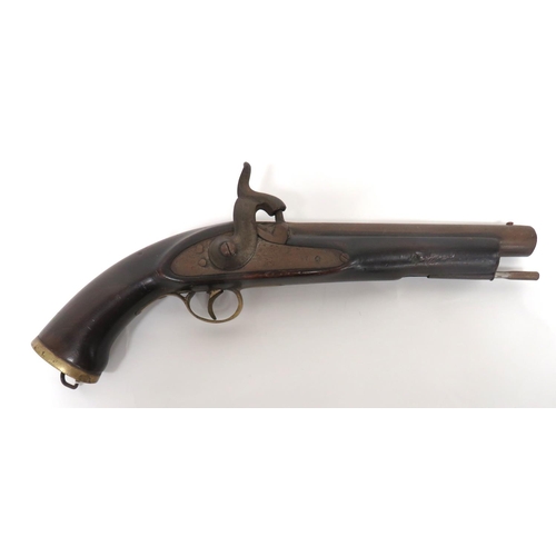 376 - Mid 19th Century Indian Re-Stock Pistol
25 bore, 8 inch barrel.  Military pattern lock plate wi... 