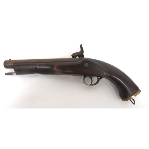 376 - Mid 19th Century Indian Re-Stock Pistol
25 bore, 8 inch barrel.  Military pattern lock plate wi... 