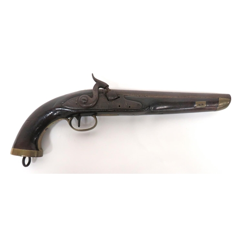 377 - Mid 19th Century Belgian Converted Percussion Sea Service Pistol
13 bore, 9 inch, smoothbore barrel.... 