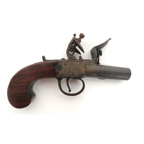 381 - Early 19th Century Boxlock Flintlock Pocket Pistol
.450, 1 3/4 inch, turn off barrel.  Boxlock ... 