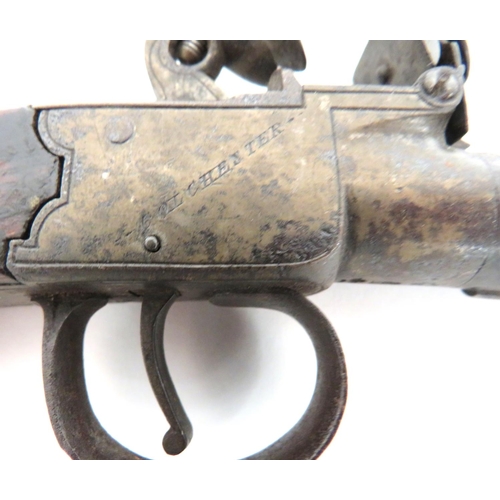 381 - Early 19th Century Boxlock Flintlock Pocket Pistol
.450, 1 3/4 inch, turn off barrel.  Boxlock ... 