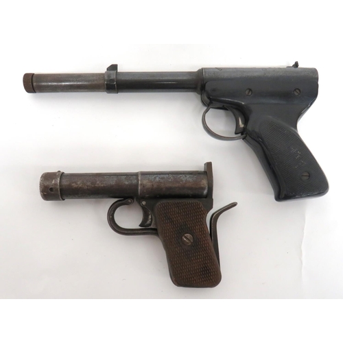 405 - Pre War D.R.G.M. Tell II Air Pistol
.177, 5 inch barrel within shroud.  Top with maker's detail... 