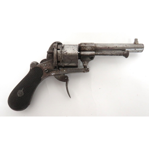 406 - Late 19th Century Continental Pinfire Revolver By Lefucheux
7mm, 3 1/4 inch barrel with front blade ... 