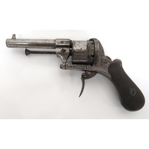 406 - Late 19th Century Continental Pinfire Revolver By Lefucheux
7mm, 3 1/4 inch barrel with front blade ... 