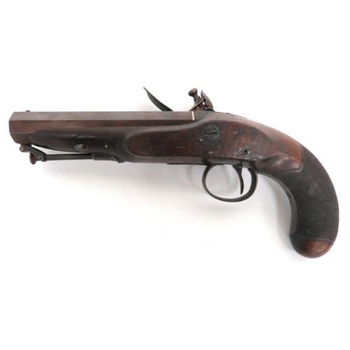 408 - Early 19th Century Greatcoat Flintlock Pistol By Smith London
18 bore, 5 inch, octagonal, brown... 