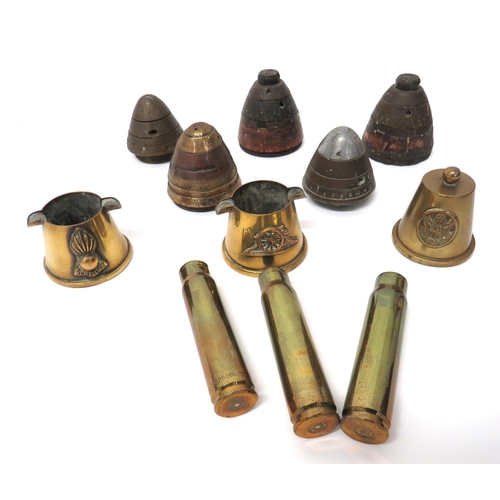 419 - Selection Of Fuses And Shell Cases
including 5 various fuse heads ... 3 brass, 20 mm shell cases ...... 