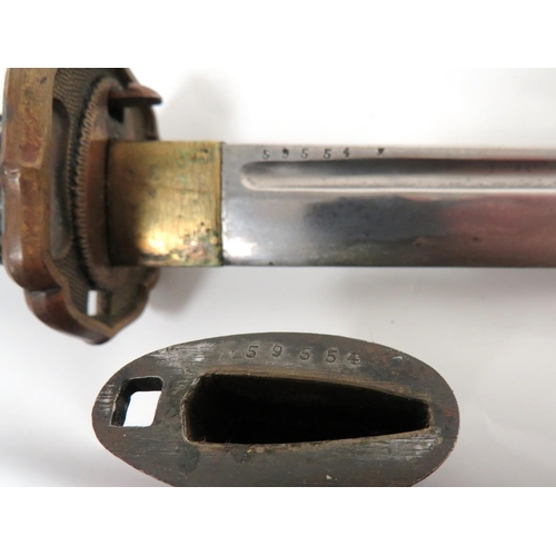 WW2 Japanese NCO's Sword 27 1/2 inch, single edged, factory blade with ...