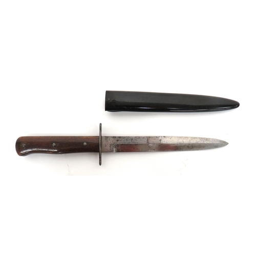 491 - WW2 German Trench Boot Knife
6 1/2 inch, single edged blade with back edge sharpened point.  Fo... 